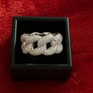 Luxury‎ Moissanite Diamond Chain Link unisex Ring size 9 Retail $400 UNISEX